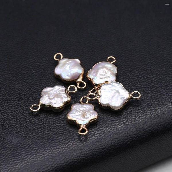 Collane con ciondolo 2 pezzi pendenti di perle barocche naturali placcate in oro a forma di fiore per la creazione di gioielli di moda fai da te collana orecchino artigianato