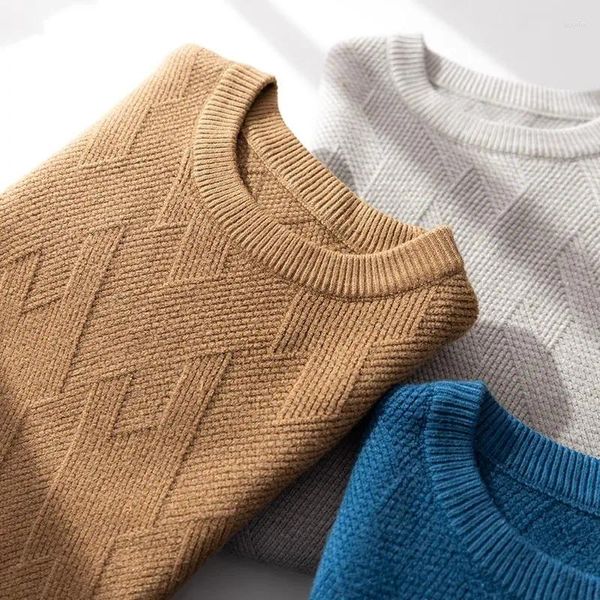 Camisolas masculinas espessadas cashmere mistura de algodão de malha para homens pulôver 2023 outono inverno cruz tecelagem jumper pull homme