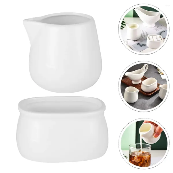 Conjuntos de louça Caneca de café Cerâmica Copo de leite Jarro de açúcar pequeno recipiente tigela xarope jarra molho pote branco