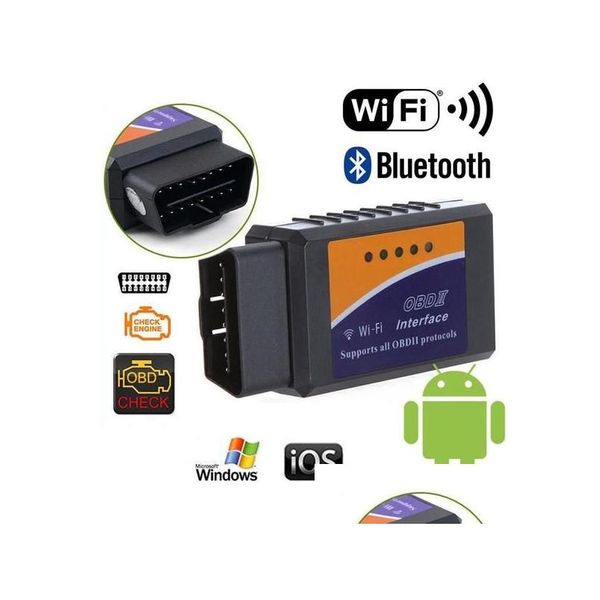 Elm327 V1.5 Bluetooth/Wifi Obd2 Scanner Elm 327 Pic18F25K80 Diagnostisch Hulpmiddel Obdii Voor Android/Ios/Pc/Tablet Pk Icar2 Drop Levering Dhdij