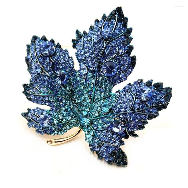 Broches de inverno floresta inspiração completa pavimentar cristal azul canadense broche pinos pingente para mulheres casaco camisola capa terno