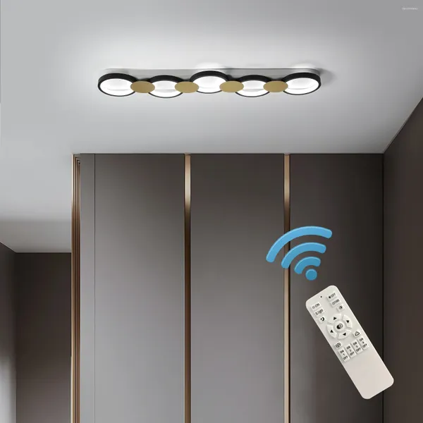 Plafoniere Luce moderna Dimmerabile Apparecchio a LED Telecomando 3FT Acrilico Lineare Avvolgente Sala da pranzo (40W 3000-6500K)