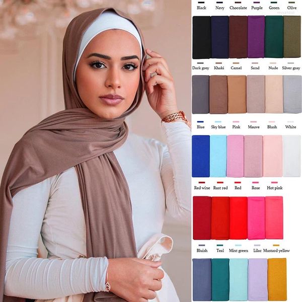 Roupas étnicas 80 180cm Mulheres Muçulmanas Algodão Hijab Xales Cachecol Modal Jersey Hijabs Plain Soft Headband Islâmico Lenços Árabes Headwear