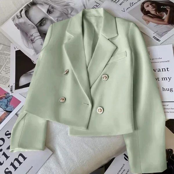 Damenanzüge Hellgrüne Damen-Blazerjacke mit langen Ärmeln, Mäntel, Bürodamen-Blazer, Streetwear-Mode-Outfits