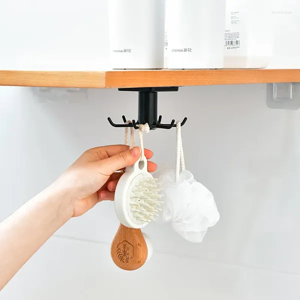 Ganci Portaoggetti Girevole da Cucina Senza Foratura Forniture per Utensili da Cucina a Parete Dei Ripiani Multifunzionali