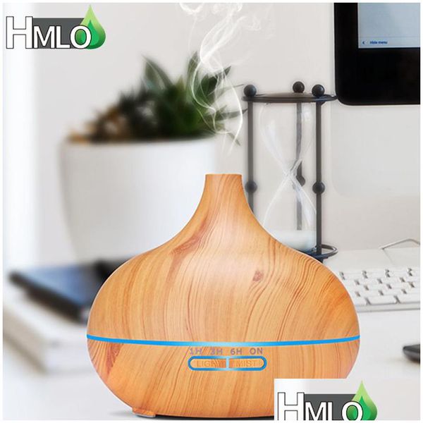 Diffusori di oli essenziali Diffusori di oli essenziali 550Ml Aroma elettrico Olio Umidificatore Trasonic Telecomando Colore Led Dhgarden Dhz7K