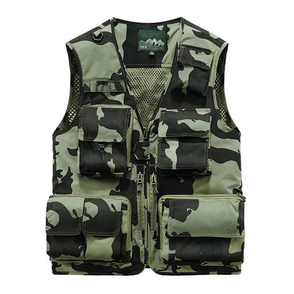 Gilet da uomo Primavera Autunno All'aperto Militare Nero 2023 Giacca mimetica Moda Pesca per tasca Pografia Casua Gilet 231018