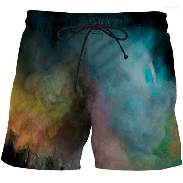 Shorts masculinos verão moda poeira respingo tie tingimento série 3d impresso homens streetwear hip hop solto casual suor roupas masculinas