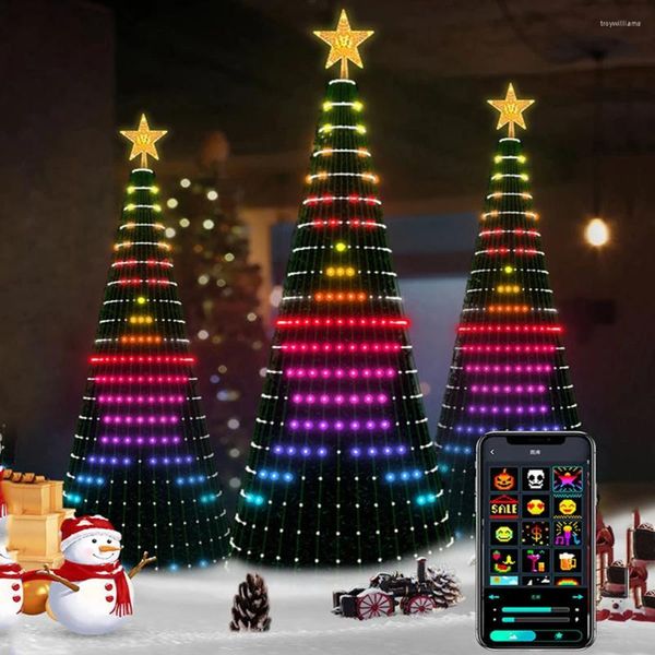 Stringhe 1.5/2.1M App fai da te Smart Christmas Tree Star String Light Dreamcolor Control RGB Cascata Ghirlanda