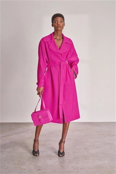 Abiti da donna Blazer Abito da donna in lana rosa Blazer Soprabito Giacca lunga con cintura Cappotto spesso invernale su misura 1 pezzo Abito da ballo doppio petto 231018