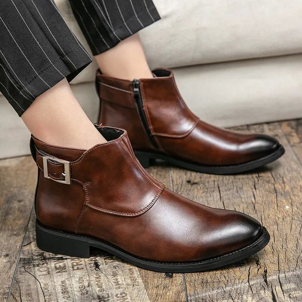 Caviglia morbida 809 in pelle maschile maschile in stile britannico stivali marchio calzature con cerniera classiche scarpe da business 231018 18