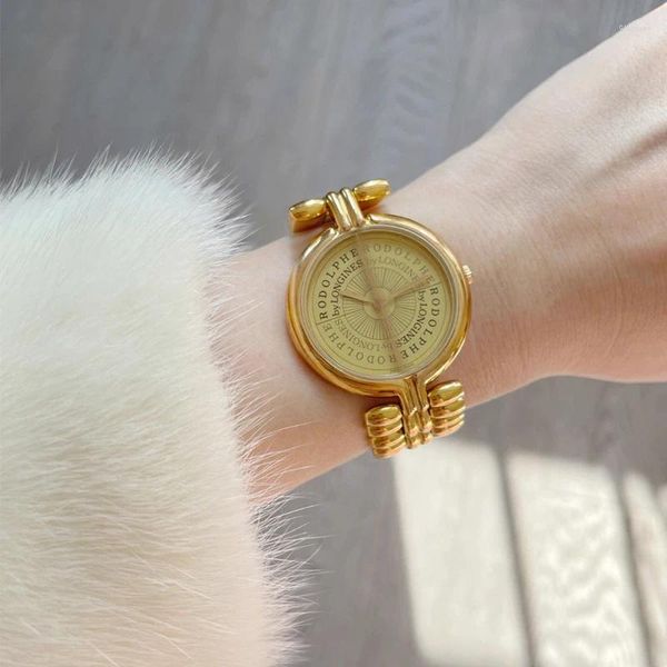 Bilek saatleri Rudolf Watch Women's Vintage Ev Yapımı Kuvars Çelik Band Küçük Altın Moda Su Geçirmez