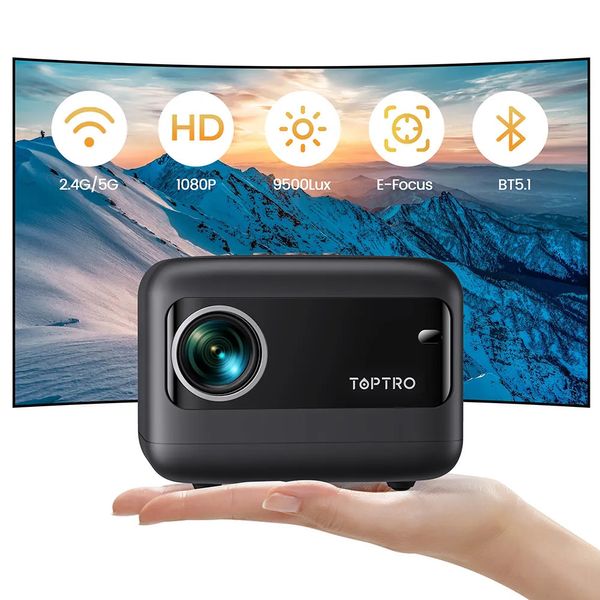 TOPTRO TR25 MINI Proiettore WiFi Bluetooth 9500 Lumen Supporto portatile Video 1080p per cinema domestico all'aperto 231018