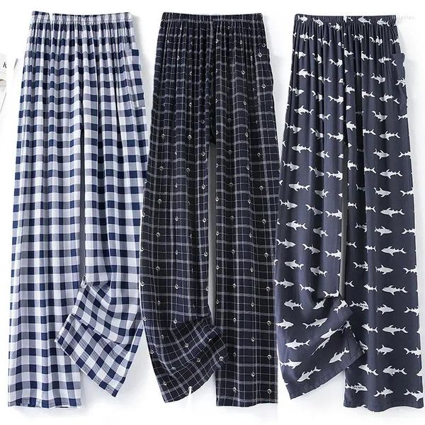 Männer Nachtwäsche Kleidung Hosen Männlichen Loungewear Weiche Schlaf Pyjamas Hosen Herren Hause Pyjama Plaid Sommer Schlaf Bottoms 2023