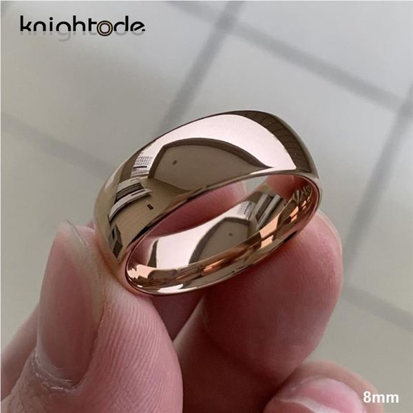 Anel de casamento clássico de tungstênio, ouro rosa, para mulheres, homens, carboneto de tungstênio, banda de noivado, acabamento polido, 8mm, 6mm, anel y1119311y