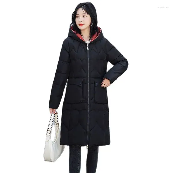 Женские тренчи, зимняя модная куртка на гагачьем пуху с хлопковой подкладкой, женское тонкое двойное теплое свободное пальто с длинным капюшоном.