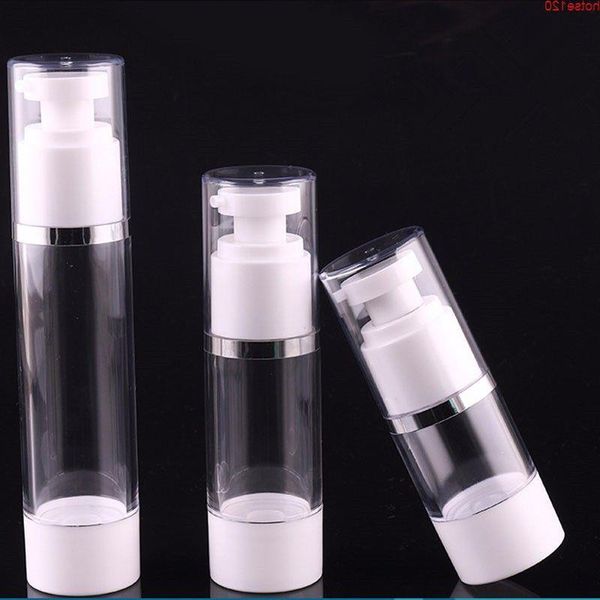 15 ml 30 ml 50 ml Reise Kunststoff Transparent Mini Vakuumpumpe Gefäß Silber Linie Leere Nachfüllbare Flaschen Tragbare Airless Bottlegoods Ixkqe