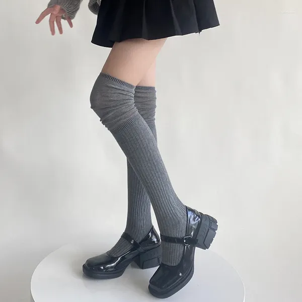 Frauen Socken Dicke Warme Strümpfe Herbst Winter Thermische Knie Hohe Oberschenkel Strumpf JK Japanischen Stil Mädchen Lange