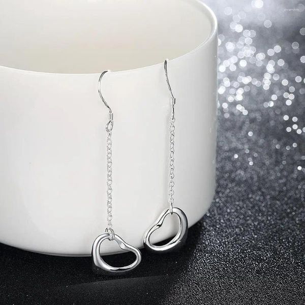 Baumelnde Ohrringe im Stil von 925 Sterling Silber, Herz, weiblicher Liebes-Charm, Schmuck, Hochzeitsgeschenke