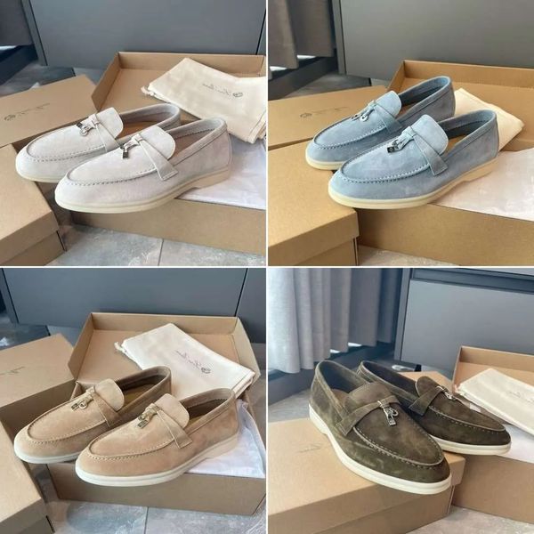 2023 Designer Homens Mulheres Sapato Casual Loro Pianos Preto Marrom Azul Vermelho Verão Camurça Caminhada Sapatos de Lazer Encantos Outdoor Runner Sneaker Loropiana Tamanho 36-45