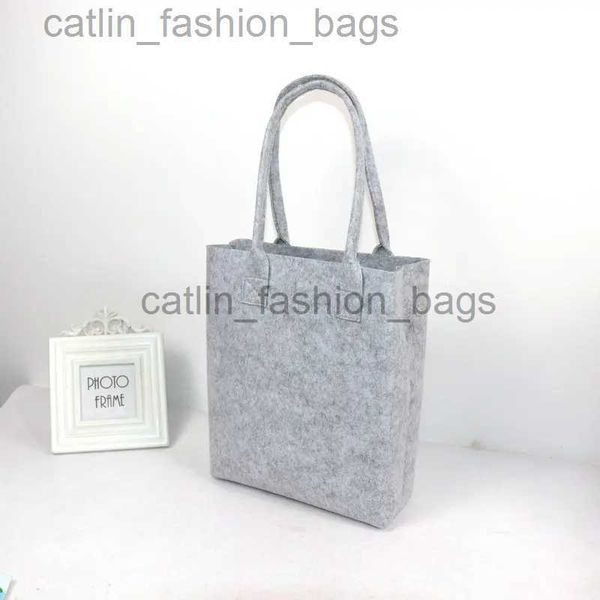 Borsa shopping in feltro grigio minimalista a tracolla Borsa tote casual in feltro di lana da donna Borsa vegana a tracollacatlin_fashion_bags