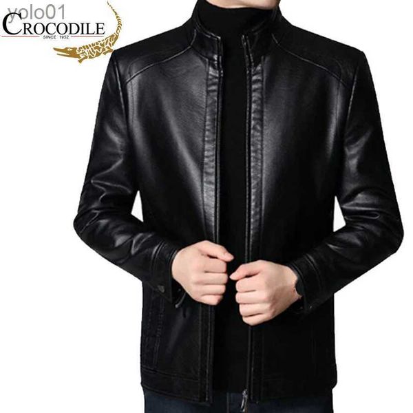 Herren Leder Kunstleder Krokodil Marke Vintage Lederjacke Streetwear Casual Blazer Jacken Mann Oberbekleidung Herren Lederanzug Jacke Herren Slim Fit MäntelL231018