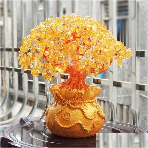 Novidade Itens 19cm Cristal Natural Lucky Tree Dinheiro Ornamentos Bonsai Estilo Riqueza Sorte Feng Shui Home Decor T200710 Drop Delivery Gar Dhlug