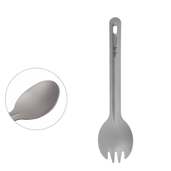 Tito Titanio Spork Logo personalizzato Campeggio Tavolo da escursionismo Spesso da 0,8 mm Colore arcobaleno cucchiaio portatile