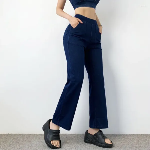 Aktif Pantolon Kadın Kot High Bel Yoga Pantolon Pantolon Sokak Giyim Serseri Kaldırma Kot pantolon