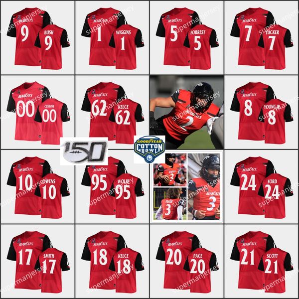 Maglia da calcio personalizzata XS-6XL NCAA Cincinnati Bearcats 1 Ahmad Sauce 5 Emory Jones 21 Corey Kiner 8 Xzavier Henderson 3 Deshawn Pace 12 Justin Harris 0 Braden Smith