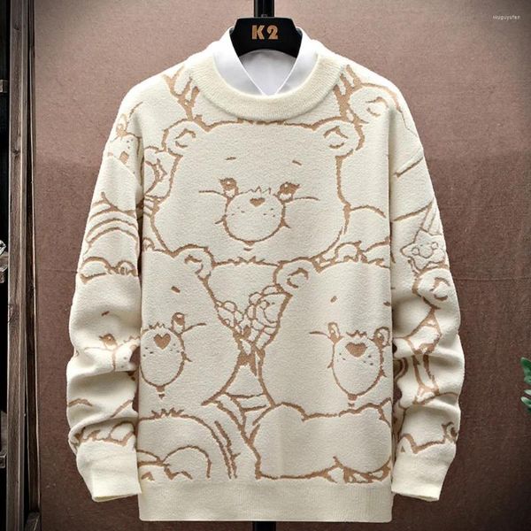 Maglioni da uomo 2023 Cartoon Bear Maglione Uomo Abbigliamento invernale Moda Jacquard Design lavorato a maglia Pullover Oversize Trend Casual Top