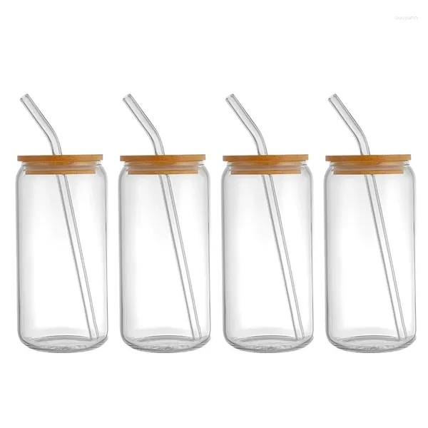 Бокалы для вина могут формованные стеклянные стаканы и бамбуковые крышки для соков, столовые, ресторанные принадлежности A0KF