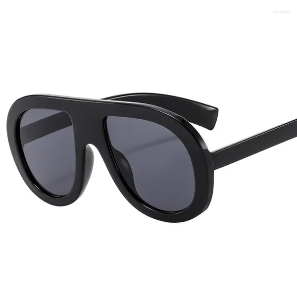Óculos de sol moda piloto mulheres retro marca designer dupla cor homens punk gradiente tons uv400 óculos de sol
