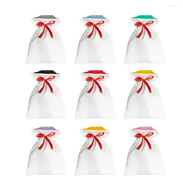 Weihnachtsdekorationen, 5 Stück, leere Sublimations-Geschenktüte aus buntem Segeltuch