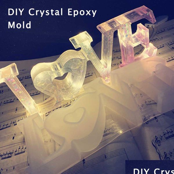 Diy amor carta forma moldes de sile sinal de cristal cavidade molde resina epóxi artesanal jóias mesa decoração artesanato navio entrega gota dhflf