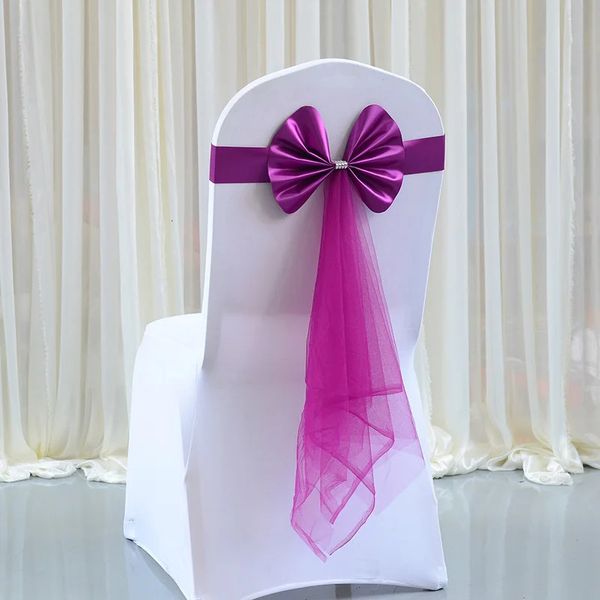 Telai per sedia da sposa Decorazione per telaio Multi colore Elastico Bowknot Fiocco Nodo Cravatta per banchetto Decorazioni per la casa per feste 231018