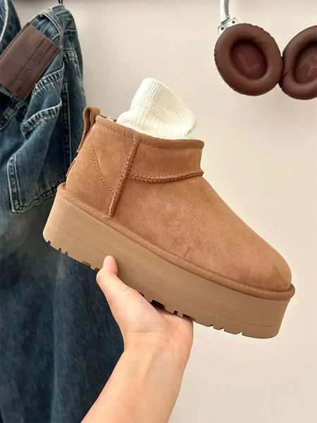 Mini 942 Ultra Soles Woman Winter Tornozelo Austrália Botas de neve grossa Couro real Botas fofas quentes com peles 231018