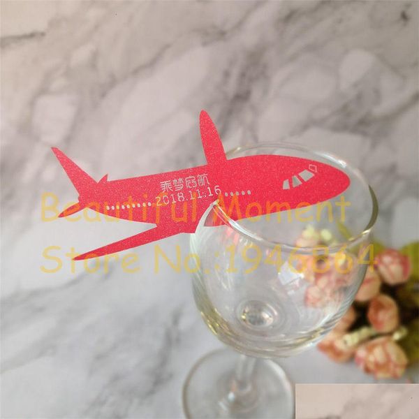 Cartões Cartões 60pcs Laser Corte Air Plane Forma Tabela Nome Lugar Copo de Vinho Papel Festa de Casamento Decoração Favor Dhgarden Dhafz