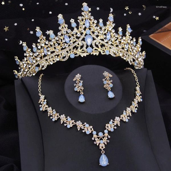 Halskette Ohrringe Set Brautkrone für Frauen Prinzessin Blume Diadrom Hochzeit Braut Schmuck Kostümzubehör