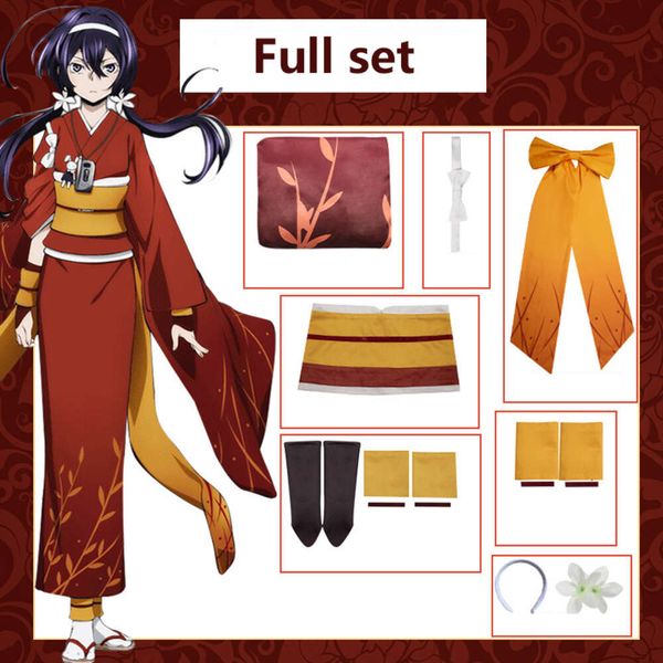 Fantasia de cosplay de Izumi Kyouka Anime Bungo Cães Vadios Izumi Kyouka Peruca Cosplay Roupas Femininas Yukata Halloween Carnaval Costumescosplay