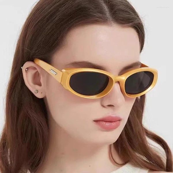 Sonnenbrille NYWOOH 2023 Cat Eye Y2K Frauen Persönlichkeit Einfache Helle Farbe Sonnenbrille Männer Mode Oval Sport Sonnenbrille