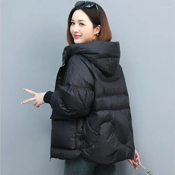 Casacos de trincheira femininos 2023 mulher jaqueta inverno para baixo parkas solto ajuste manter quente algodão acolchoado para mulheres com capuz acolchoado outwear t235