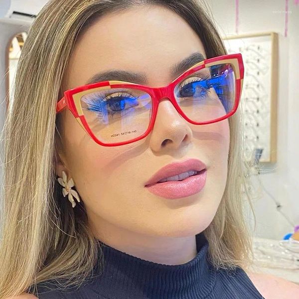Güneş gözlüğü Oulylan Moda Kedi Göz Gözlükleri Çerçeve Kadın Anti Mavi Işık Gözlük Miyopi Optik Reçete