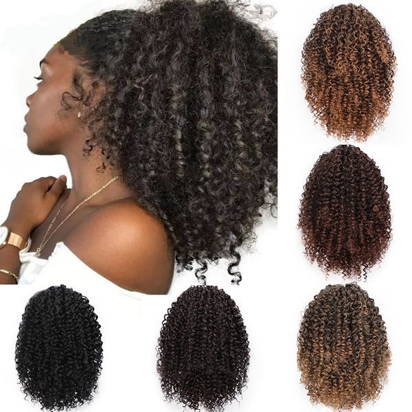 20 cm 8 Zoll Afro Kinky Curly Synthetische Pferdeschwanz-Haarverlängerungen Kordelzug-Pferdeschwanz PT103