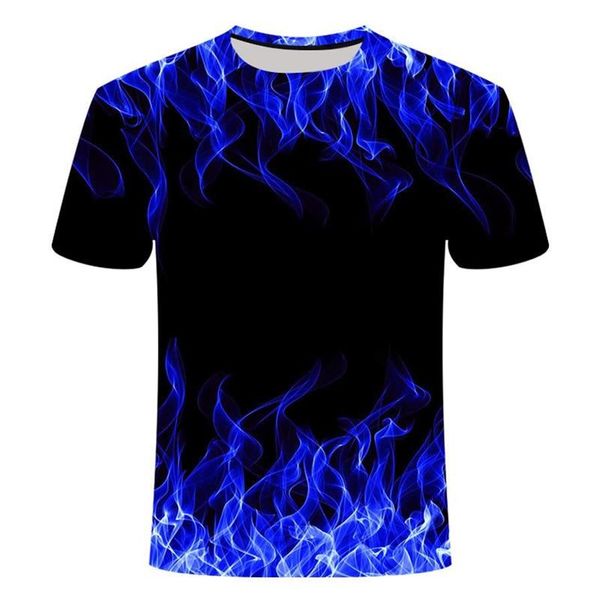 Мужские футболки Fire Flaming Tshirt Мужчины Женщины Футболка 3d футболка Черная футболка Повседневный топ Аниме Camiseta Уличная одежда с коротким рукавом H2216