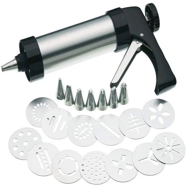Ferramentas de bolo DIY Manual Cookie Press Maker Machine Gun Bicos de tubulação de aço inoxidável Biscoito Faça ferramentas de decoração de bolo Espremendo 231018