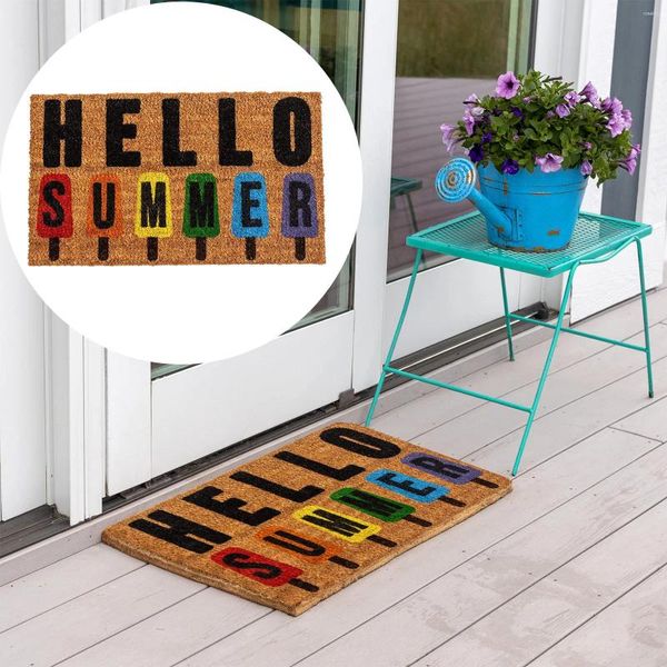 Tappeti Hello Summer Zerbino Tappetini di benvenuto per porta d'ingresso Zerbino antiscivolo Arredamento per interni Tappeto da bagno 7x7 Coperte per anziani