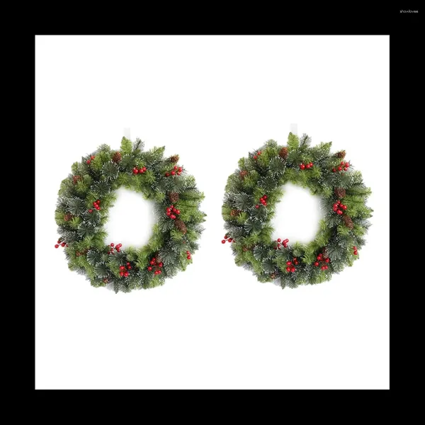 Fiori decorativi Christmas Ghirnath Pine Ago Red Fruit Finestra Disposizione anteriore Porta appesa 30 cm