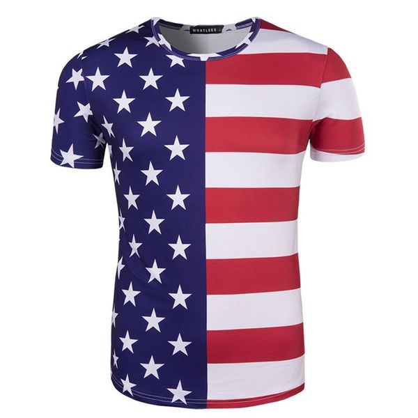 Copa do mundo EUA 3D Impresso Fãs de Futebol Camisetas Stripe Star Manga Curta Casual Camisetas Masculinas Plus Size M-2XL266q