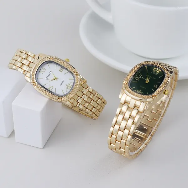 Наручные часы Повседневные роскошные модные овальные часы с металлическим ремешком для женщин 2023 Брендовые простые прямоугольные женские кварцевые наручные часы со стразами